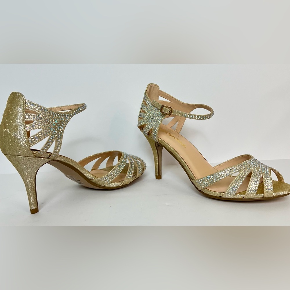 Gold Bling Rhinestone Heels Sz 7.5M by CityCassified - Picture 4 of 9
